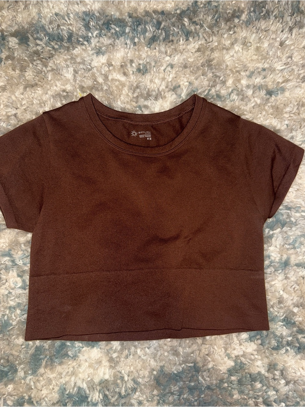 Offline by Aerie Cropped Tee in Dark Brown